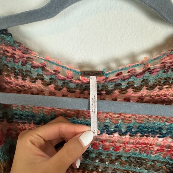 Free People Spell on Your Sweater L Boho Artsy Tunic Multicolor Cottagecore Beac - Picture 6 of 10